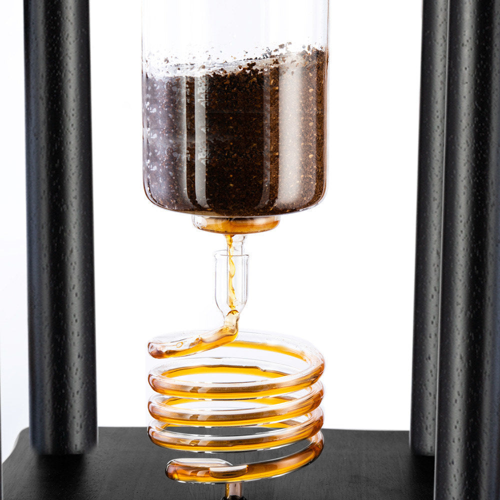 Yama Glass Cold Brew Tower – Black Straight Frame – 25 Cup (100 oz)